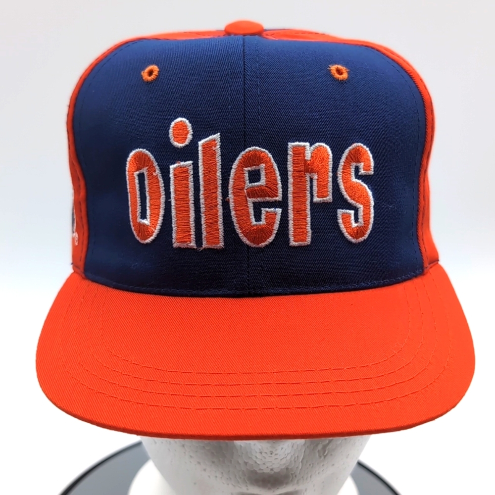 CCM| NWOT Vintage Orange and Blue NHL Edmonton Oilers Snap Back Cap